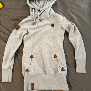 Naketano Light Gray Sweatshirt with Brown Accents
